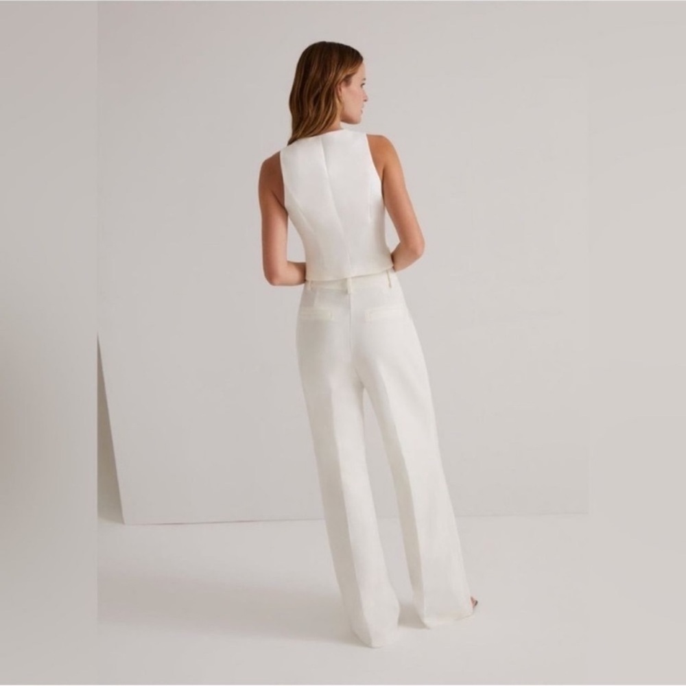 Anthropologie Favorite Daughter Ivory Wide Leg Trouser Pants Petite 8P NWT - Picture 5 of 8
